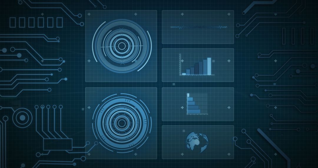 futuristic digital interface with data visualizations and grid charts - Free Images, Stock Photos and Pictures on Pikwizard.com