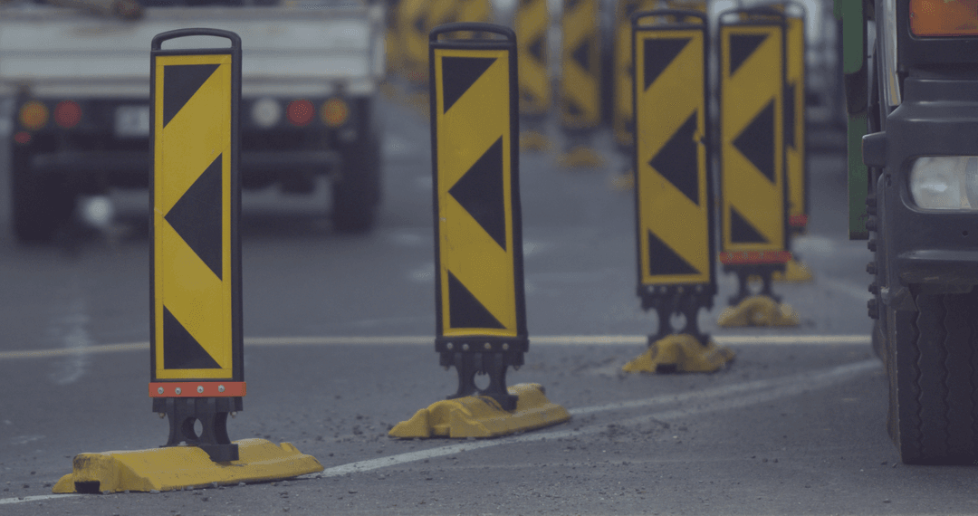 Transparent Traffic Lane Divider Signs Road Safety Setup