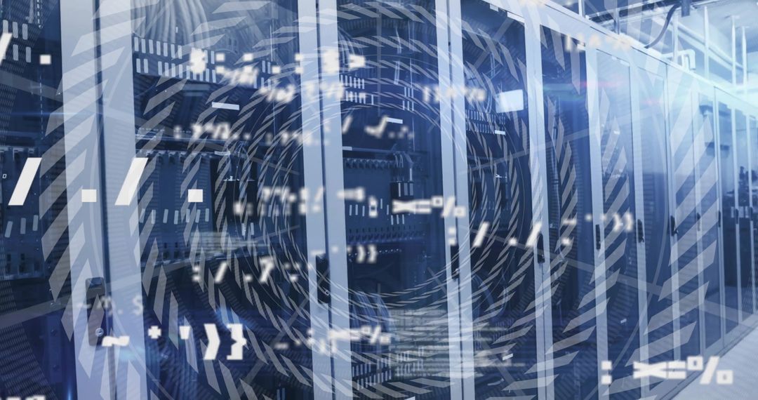 Futuristic Data Processing and Server Room Fusion