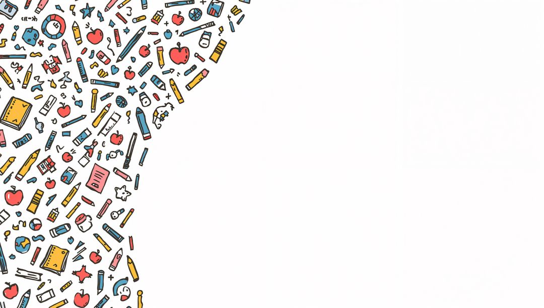 Creative School Supplies Doodle Border with Copy Space
