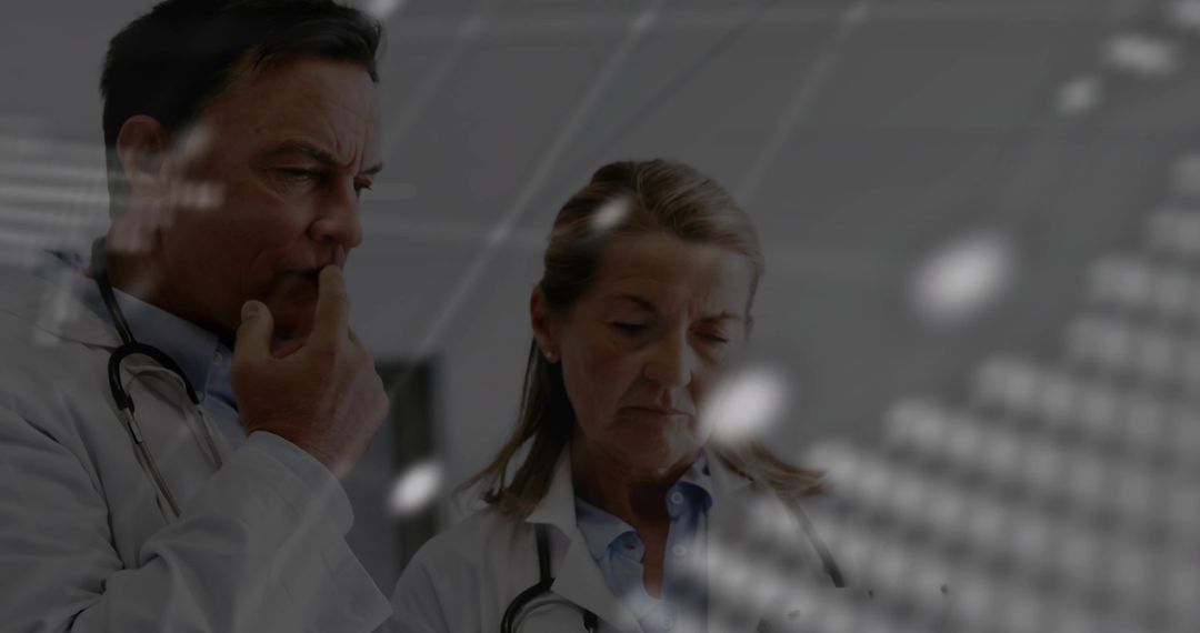 Senior Doctors Analyzing Digital Interface in Modern Clinic