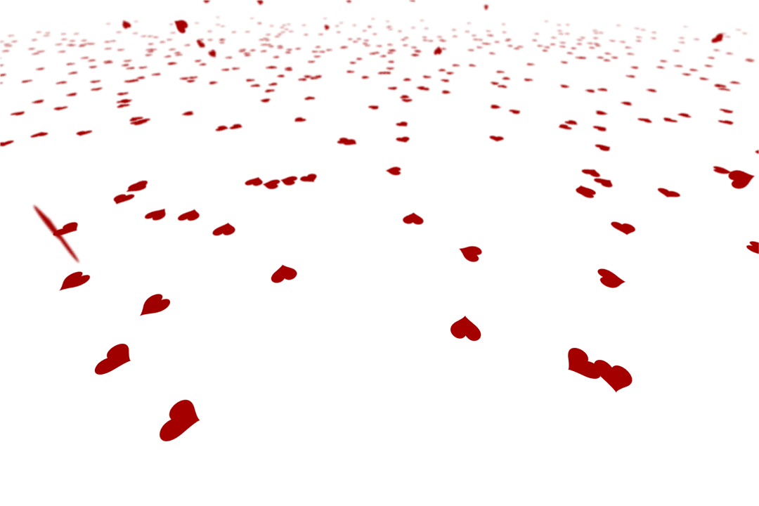 Romantic Red Hearts Scattering on Transparent