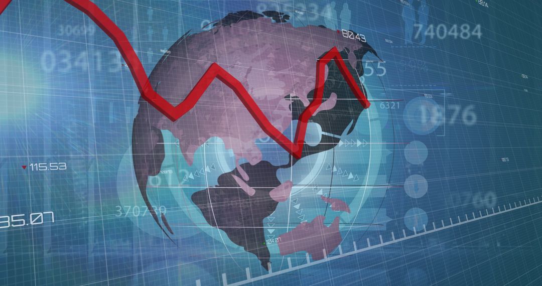 Global Financial Trends with Digital Graphs on Globe Background