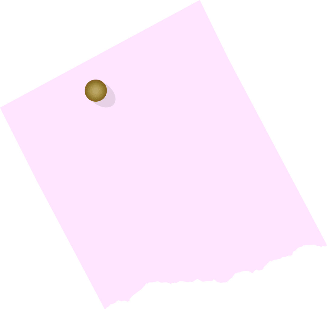 Transparent Torn Pastel Pink Paper with Gold Pushpin Design