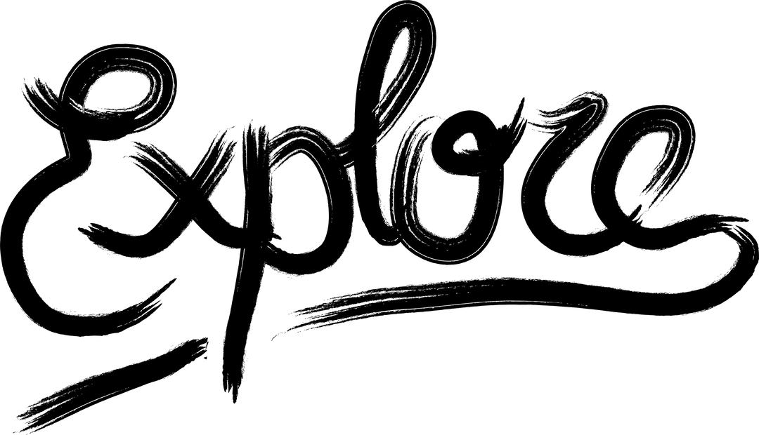 Black Explore Word Design on Transparent Background