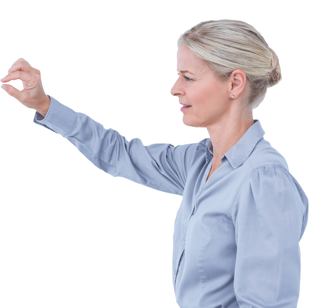 Caucasian Businesswoman Gesturing on Transparent Background