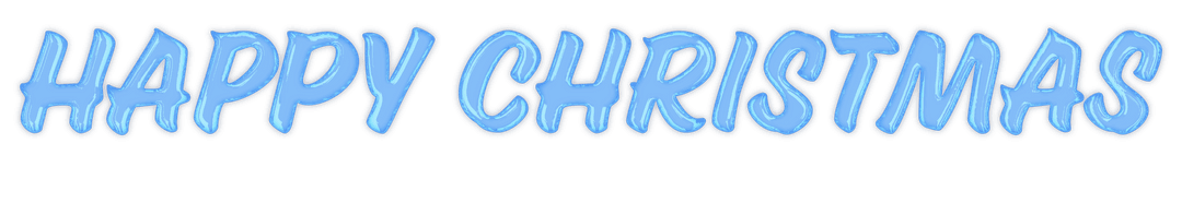 Blue Glossy Happy Christmas Text on Transparent Background