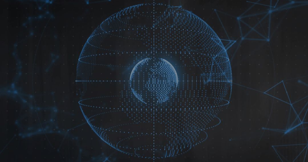 Futuristic Double Layered Digital Sphere with Networking Nodes