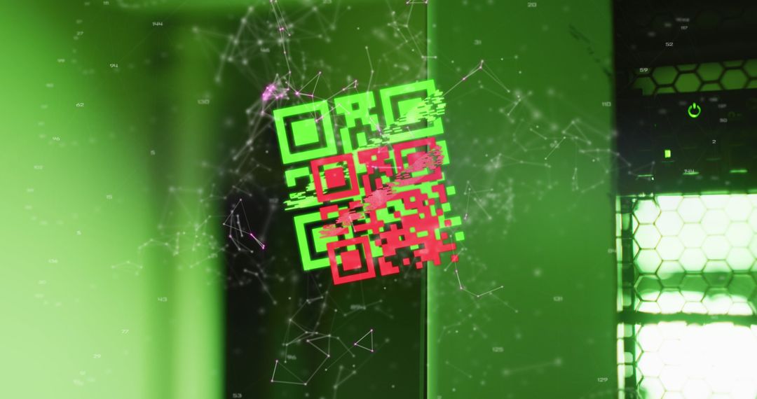 Digital QR Code with Network Connectivity Theme