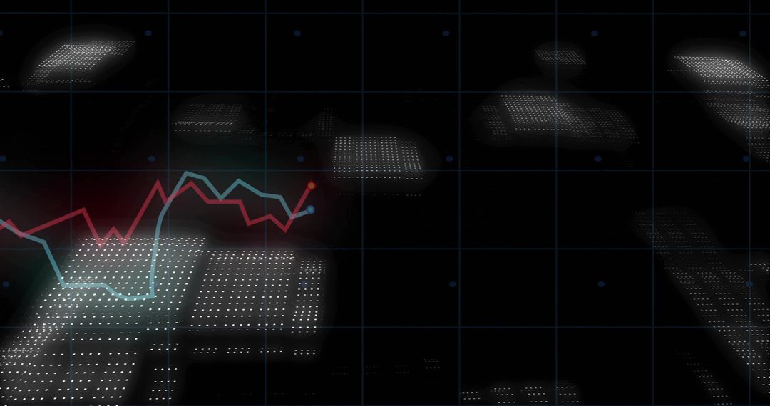 Futuristic Digital Data Visualization with Neon Grid and Line Graph