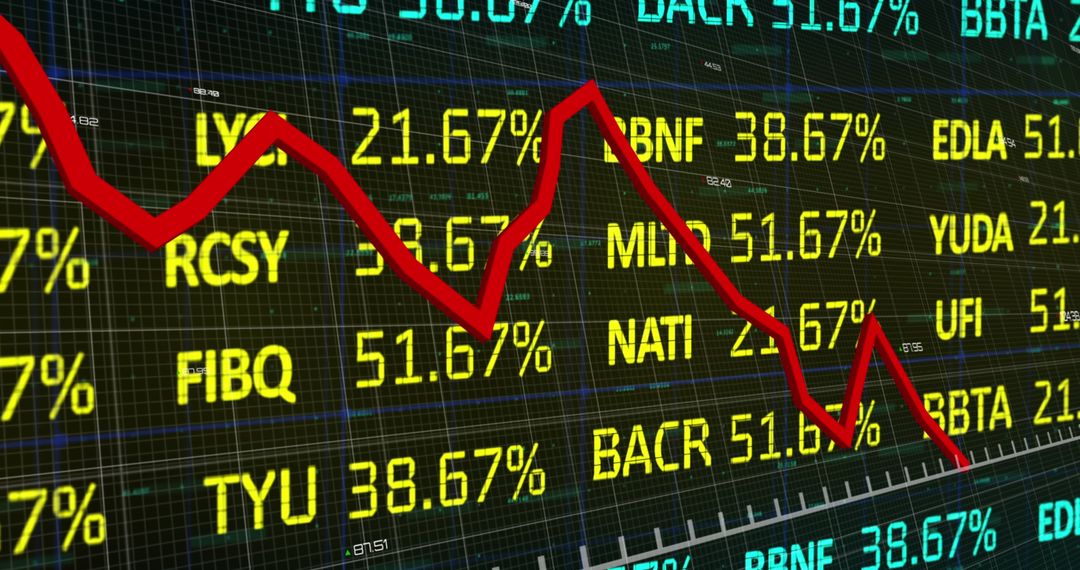 Red Line Indicating Market Decline on Digital Stock Market Display