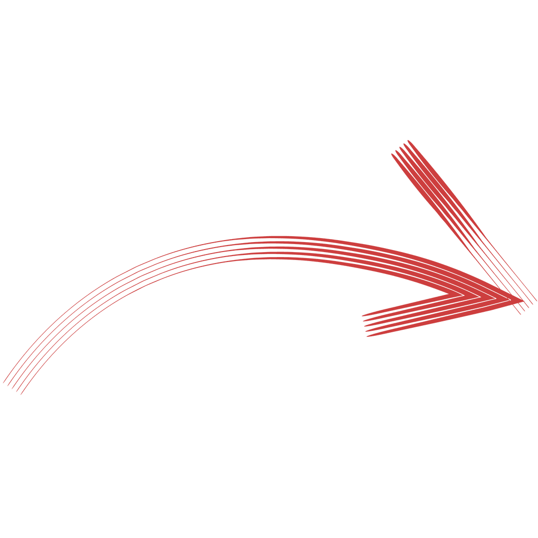 Curved Red Arrow on Transparent Background for Directional Design