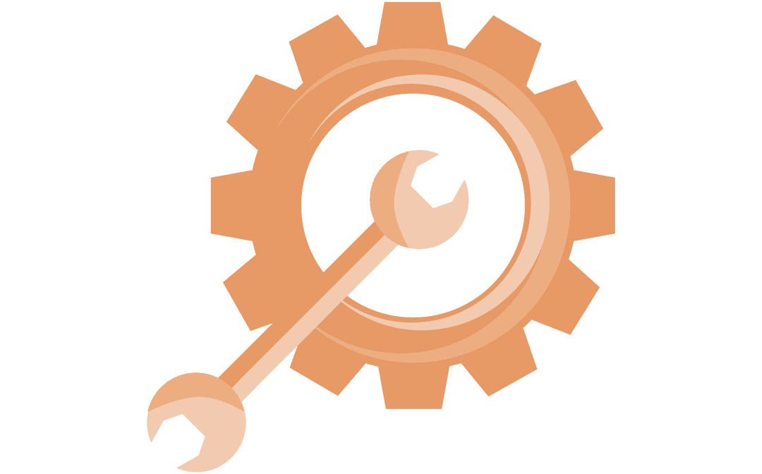 Orange Cog and Spanner Transparent Illustration for Workflow Concepts