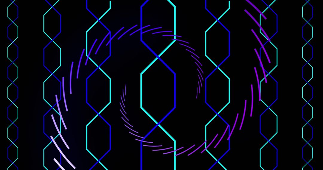 Neon Geometric Shapes on Dark Background with Futuristic Glow