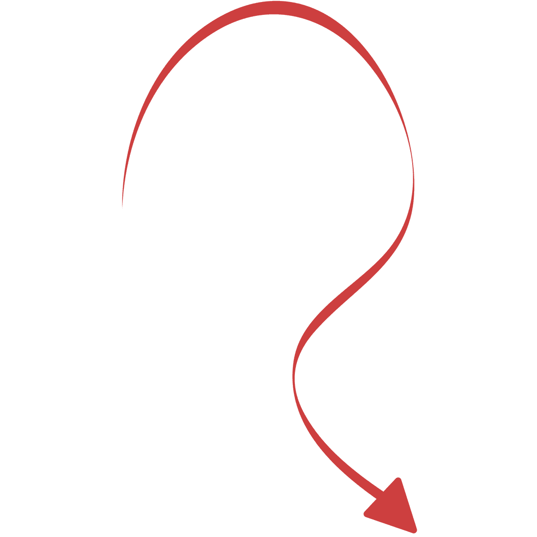 Curved Red Arrow Illustration on Transparent Background