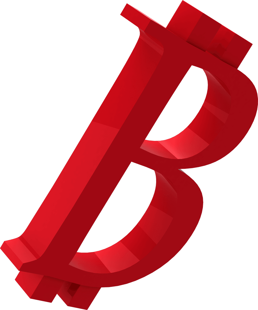 Red Bitcoin Symbol Isolated on Transparent Background