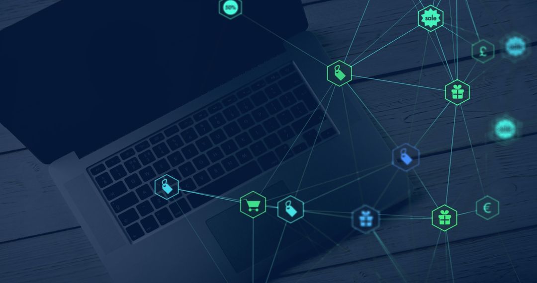 Laptop and Network Connections Interface Concept
