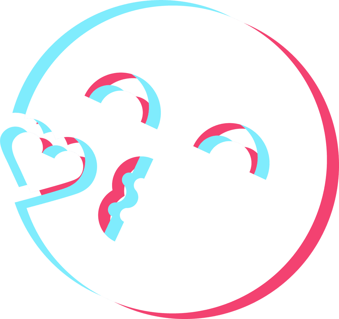 Glitch Emoticon with Heart Reflection on Transparent Background