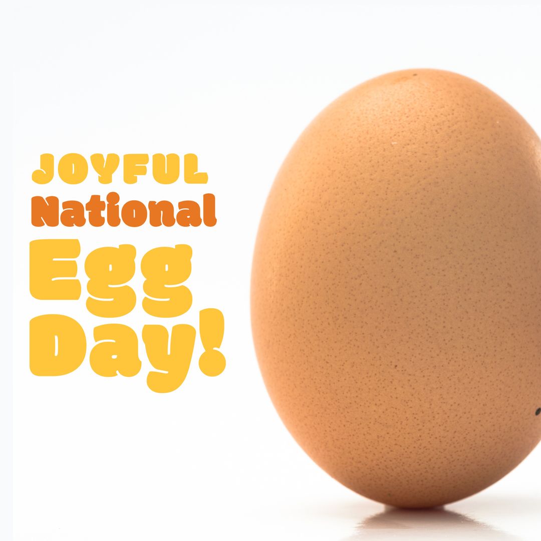 Joyful National Egg Day Celebration with Brown Egg on White Background - Download Free Stock Templates Pikwizard.com