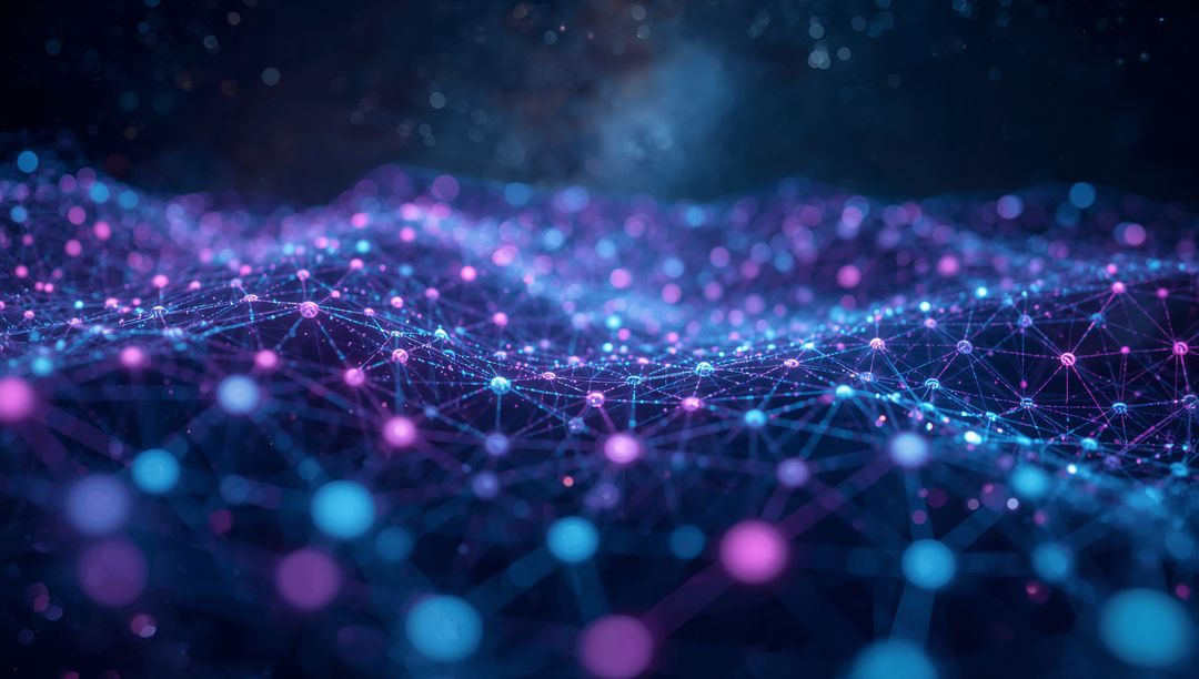 Glowing Network Structure in Futuristic Digital Landscape