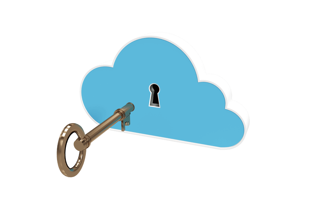 Transparent Digital Cloud Security Key Illustration