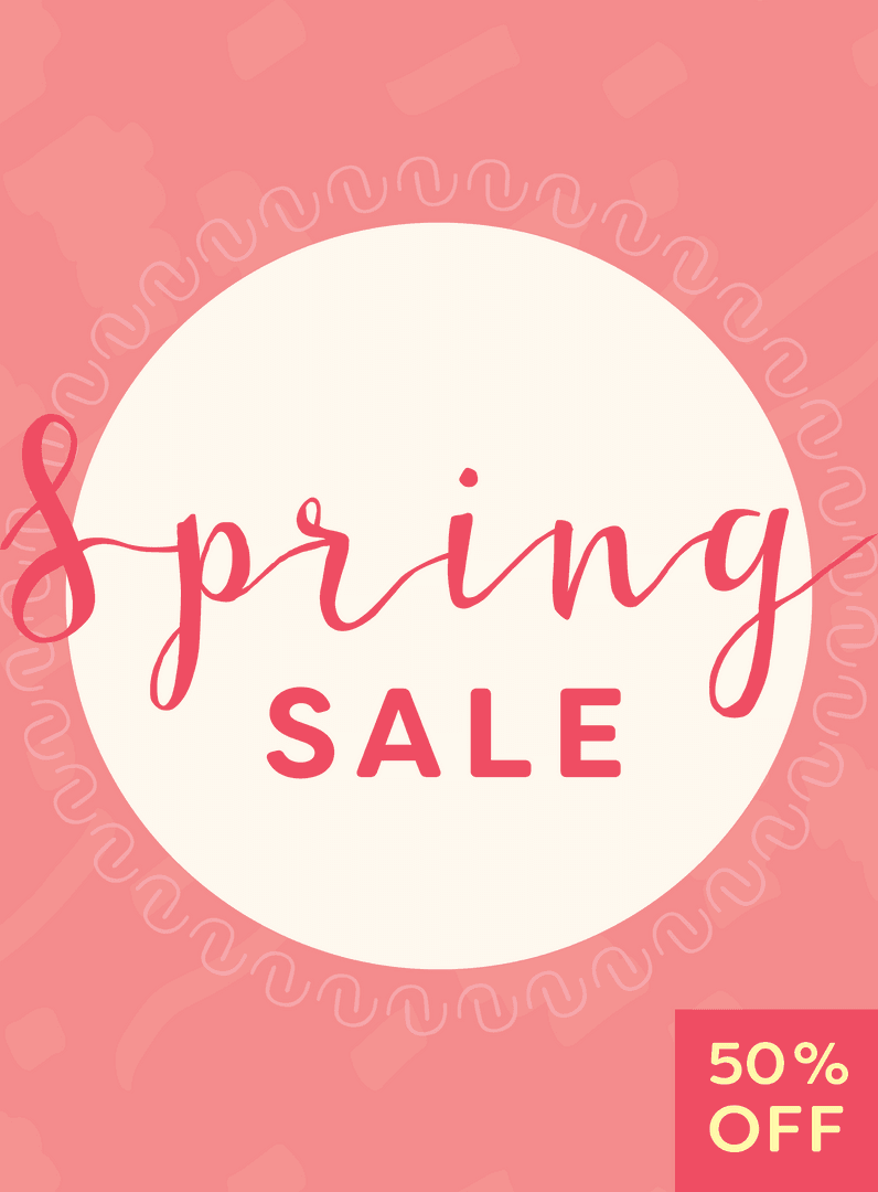 Spring Sale Pink Banner with Transparent Background