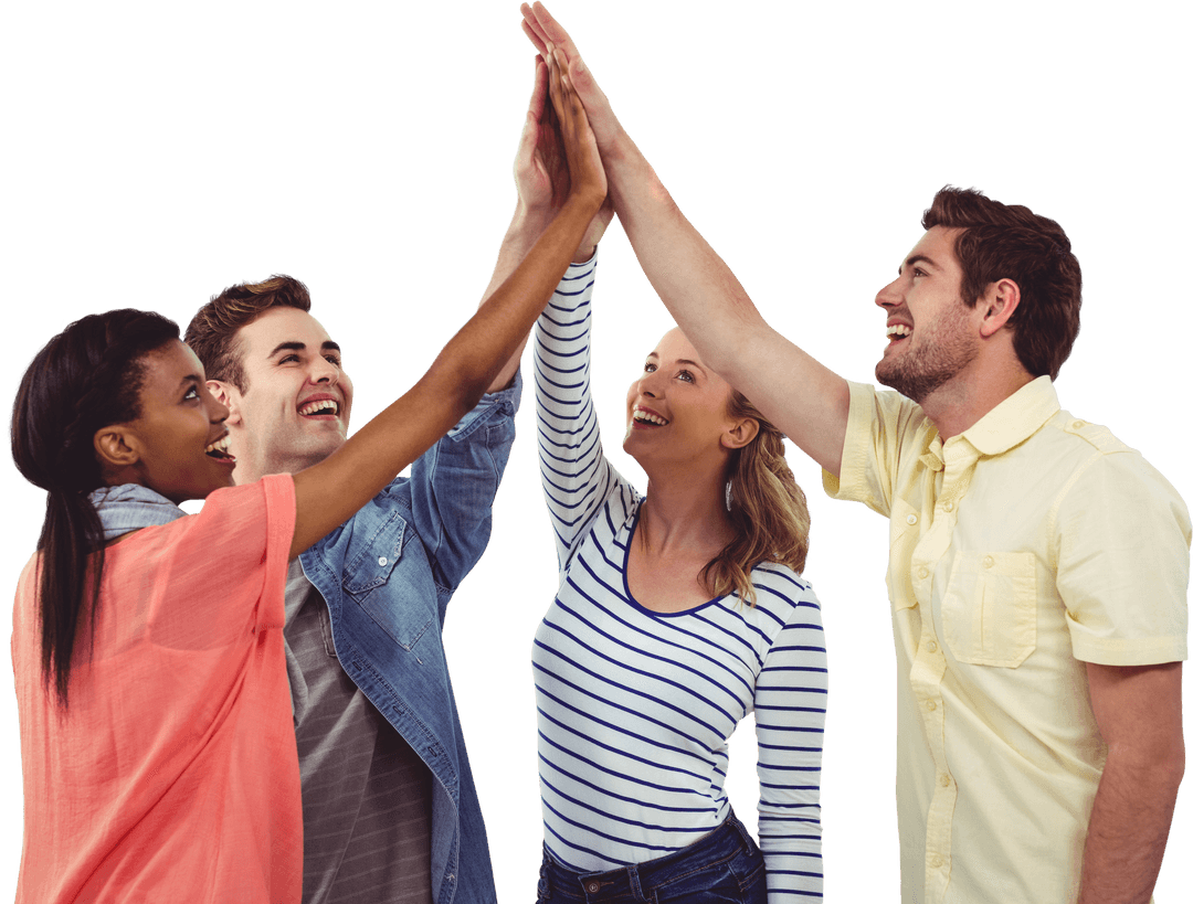 Diverse Team High-Fiving in Show of Transparent Unity