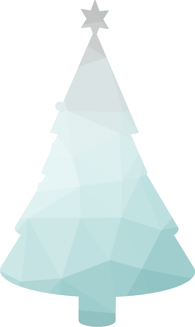 Transparent Low Poly Christmas Tree with Star Illustration