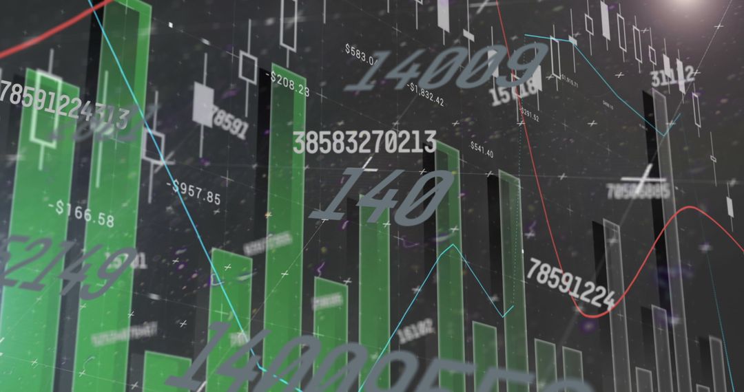 Digital Data Visualization with Financial Graphs and Numbers