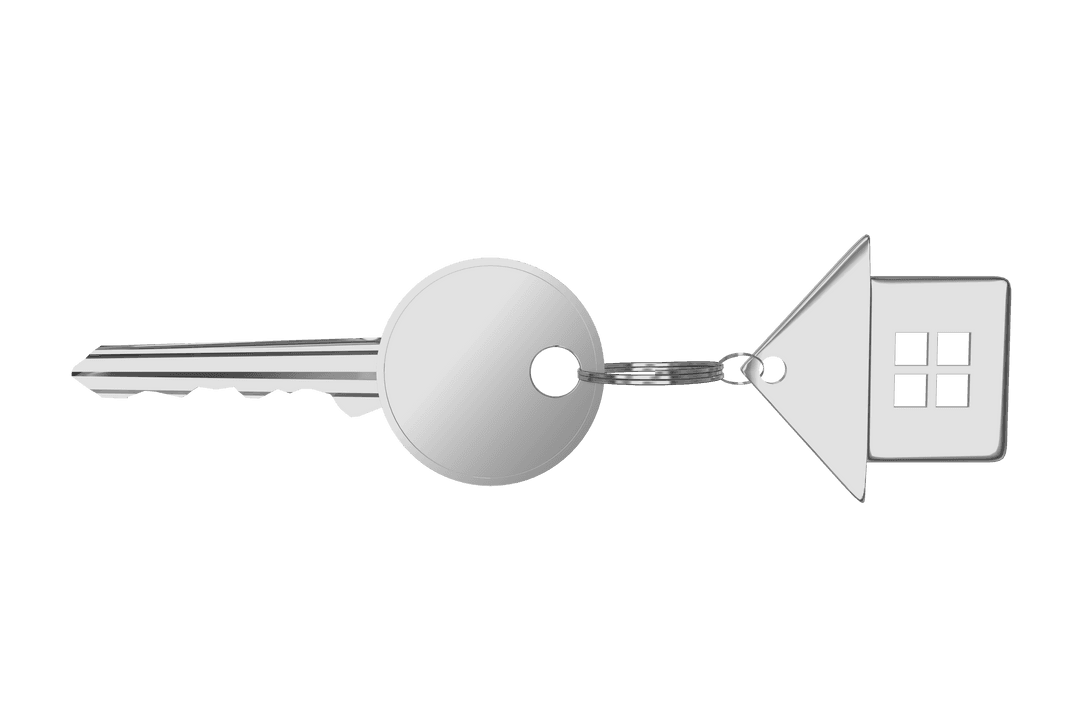 Transparent Silver Key with House-Shaped Keychain