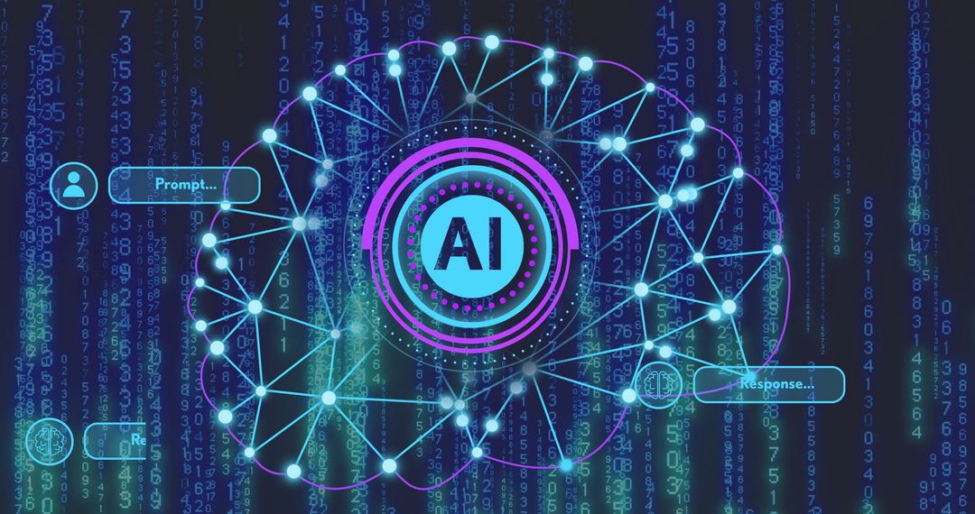 Futuristic AI Network with Brain Interface Concept