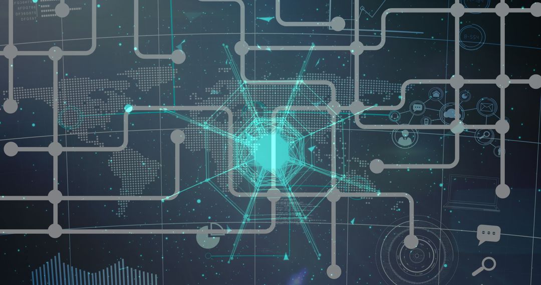 Futuristic Global Network Connections and Digital Interface