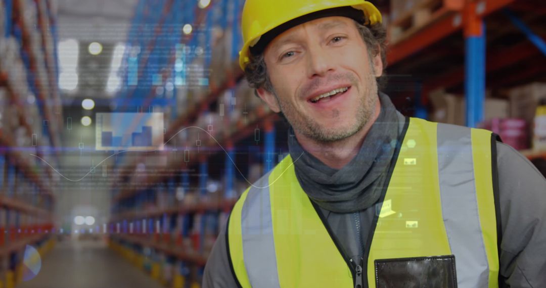 Warehouse Worker Integrated with Digital Data Interface