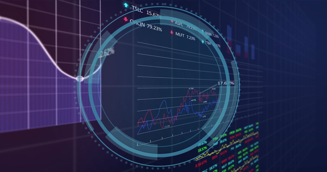 Futuristic Stock Market Data Visualization with Holographic Display
