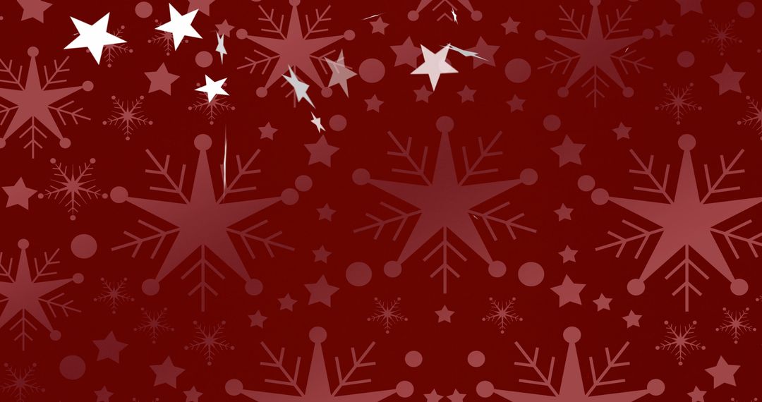 Festive Falling Stars and Red Snowflake Background