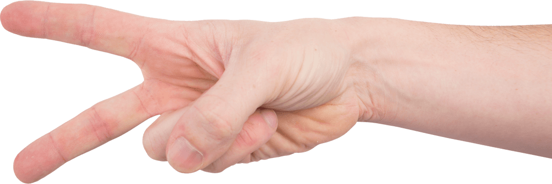 Transparent Hand Showing Peace Sign Gesture Side View