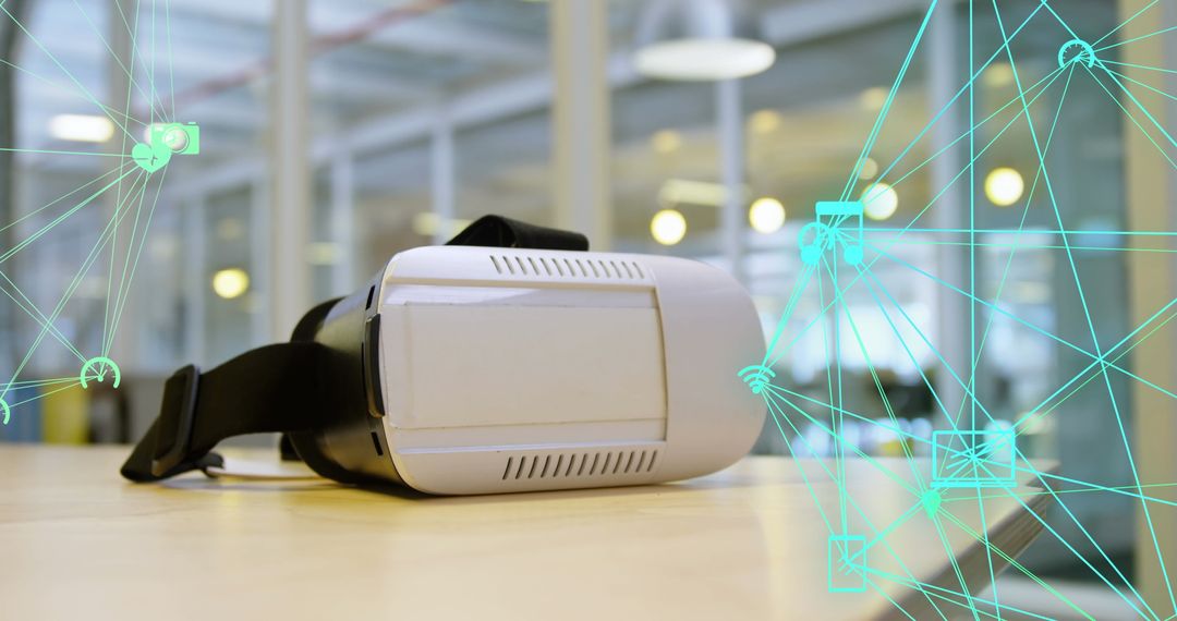 Virtual Reality Headset with Digital Network Overlay Concept