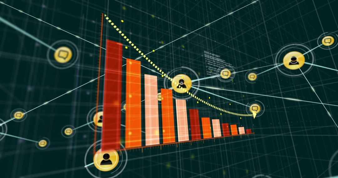 Abstract digital data and bar chart visualization