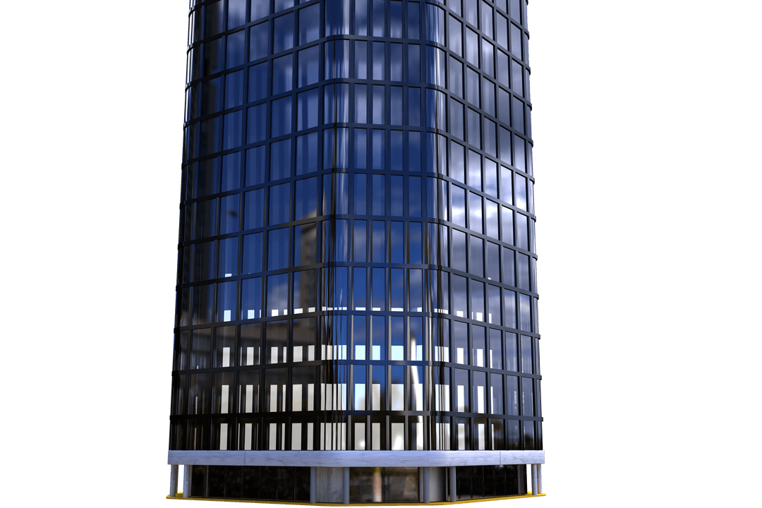 Futuristic Transparent Glass Tower with Blue Reflections
