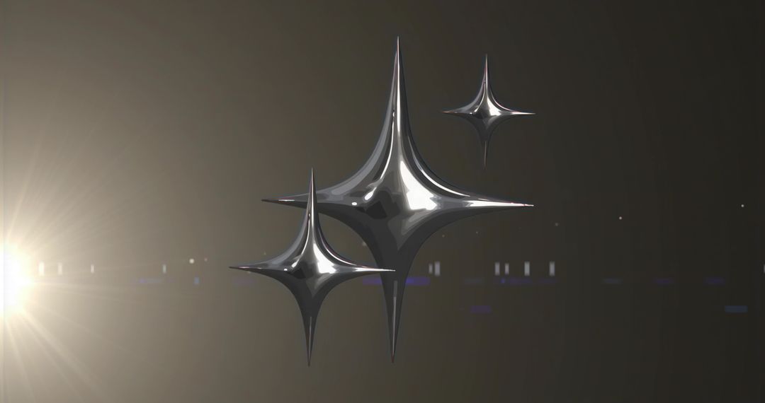 Futuristic Metallic Star Structures in Abstract Cosmic Space
