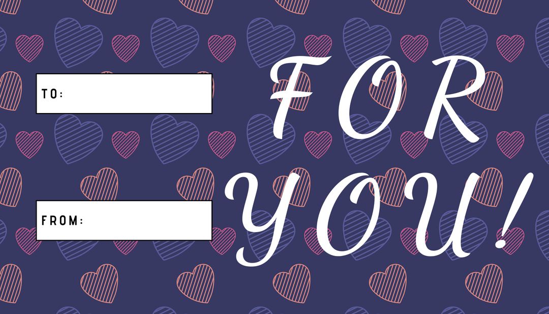 Heart pattern gift tag design with bold message