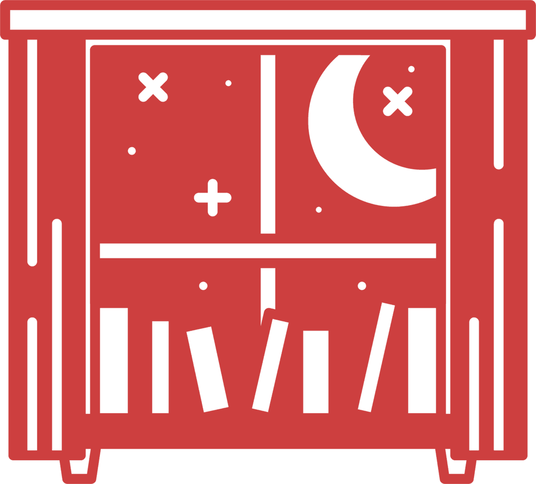 Transparent Night Sky and Books Illustration with Window