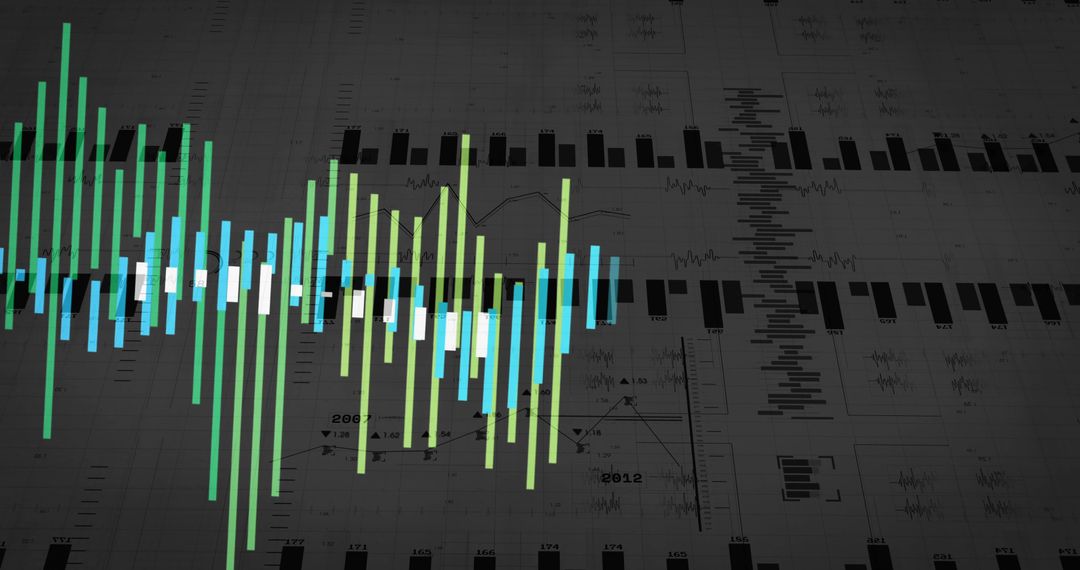 Colorful Waveform Pattern Over Data Grid Representation