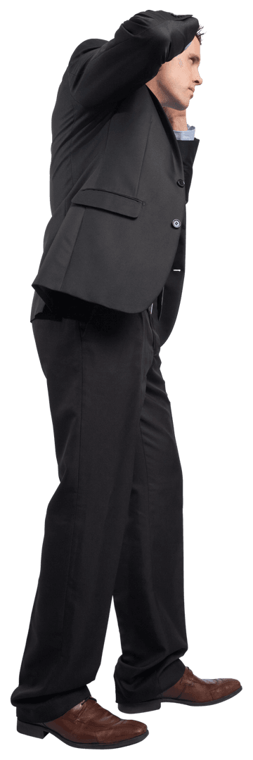 Transparent Image of Stressed Businessman Holding Head