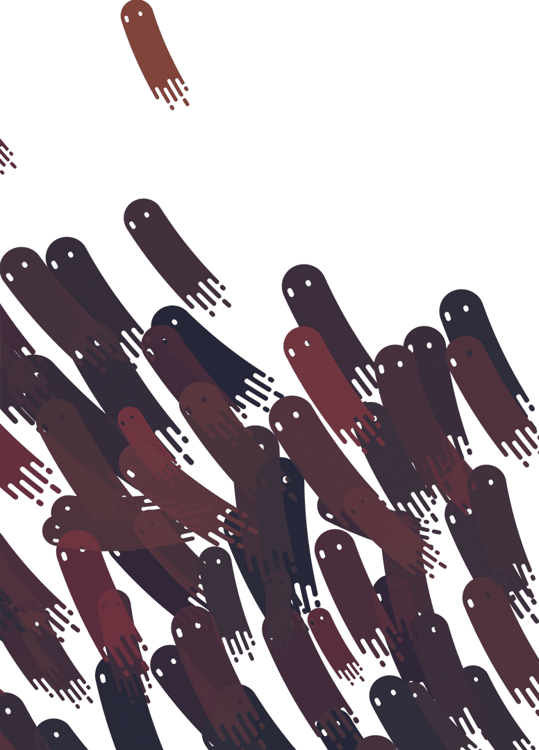 Abstract Dark Shapes with Eyes on Transparent Background