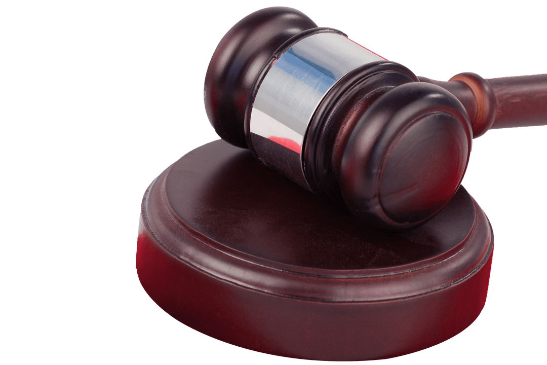 Judge Gavel Isolated on Transparent Background for Legal Themes