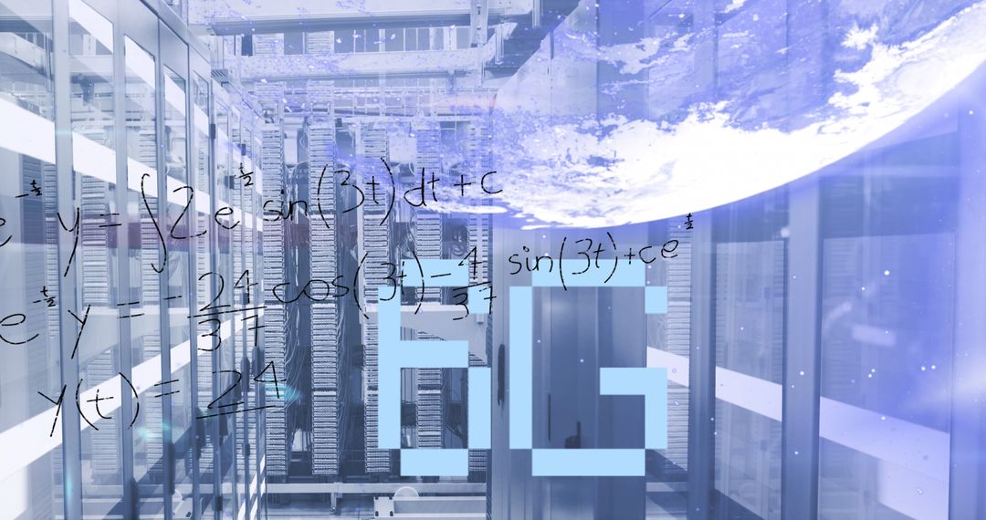 Advanced 6G Networking Concept with Server Room and Digital Globe