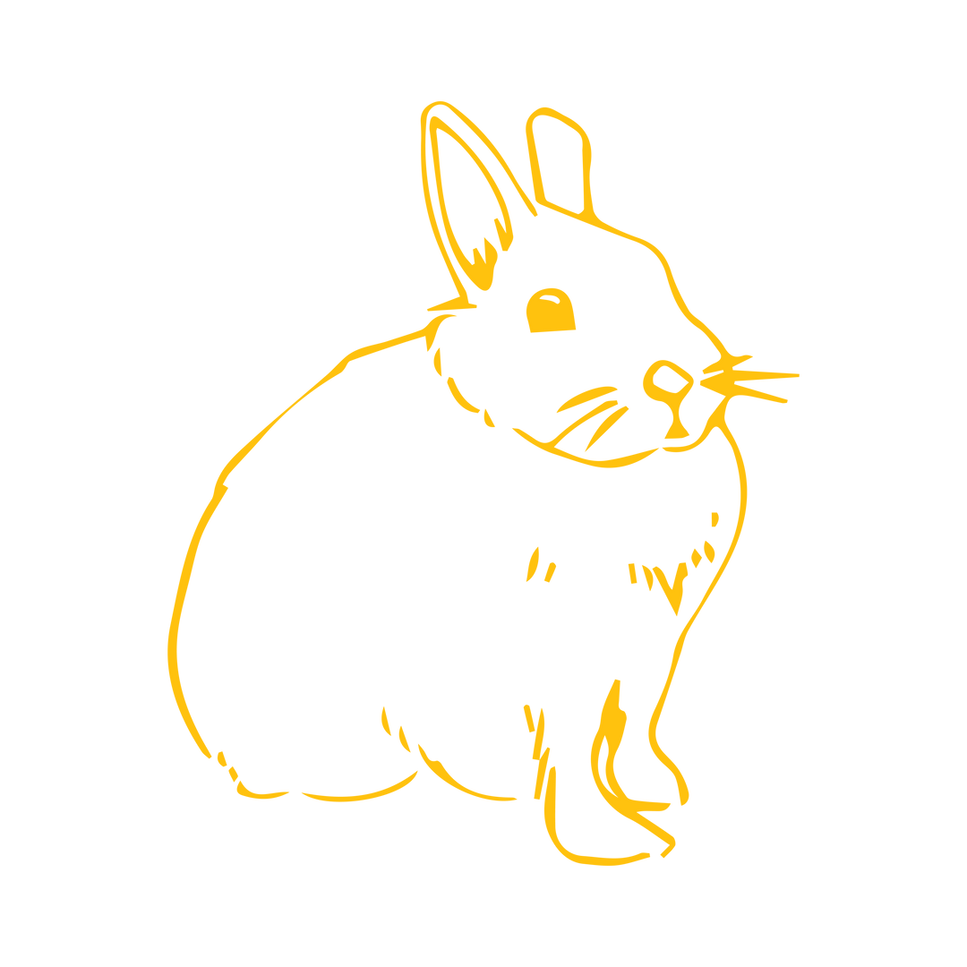 Vector Style Yellow Rabbit Outline on Transparent Background - Download Free Stock Images Pikwizard.com