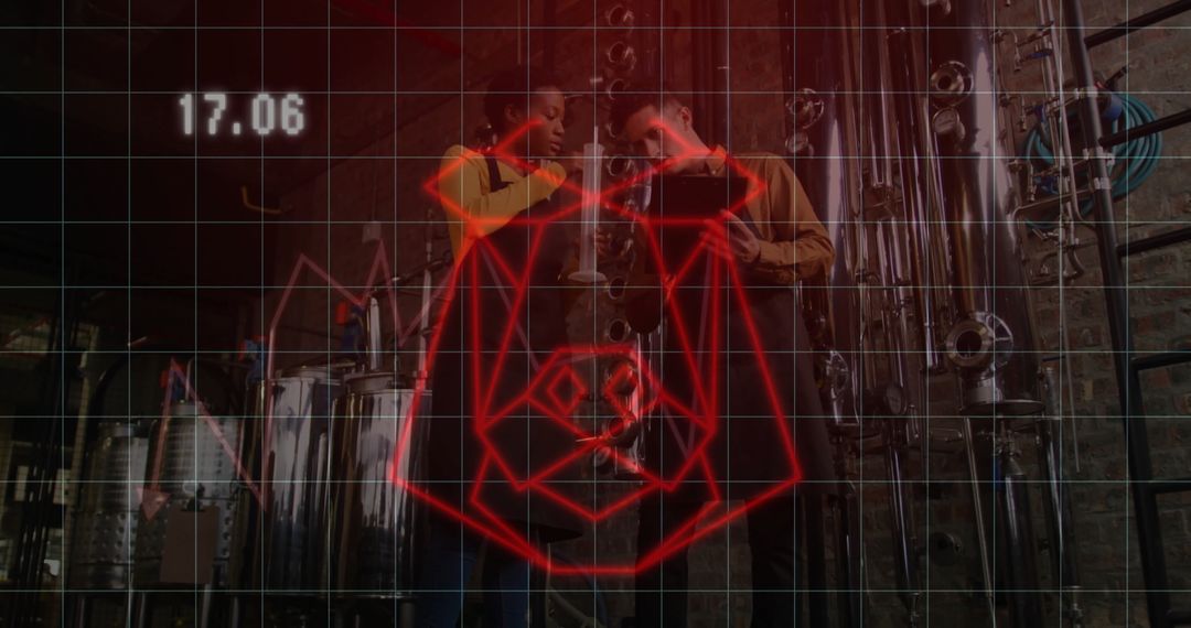 Innovative Brewery Techs Testing fluid Samples with Holographic Overlay