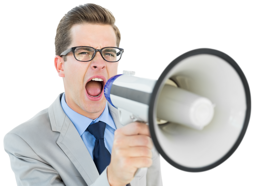 Transparent Businessman Shouting Through Megaphone Calling for Attention - Download Free Stock Images Pikwizard.com